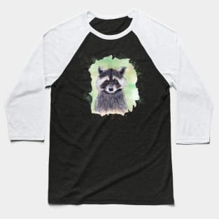 Raccoon in Ink and Watercolor Baseball T-Shirt